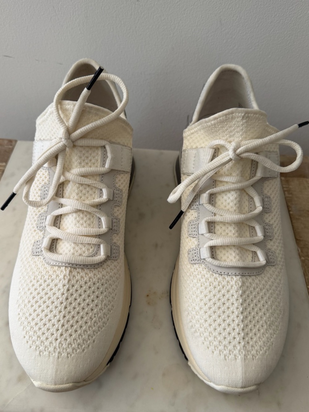 ASH Brand New Cream Knit Lace-Up Sneakers with Subtle Gray Accents